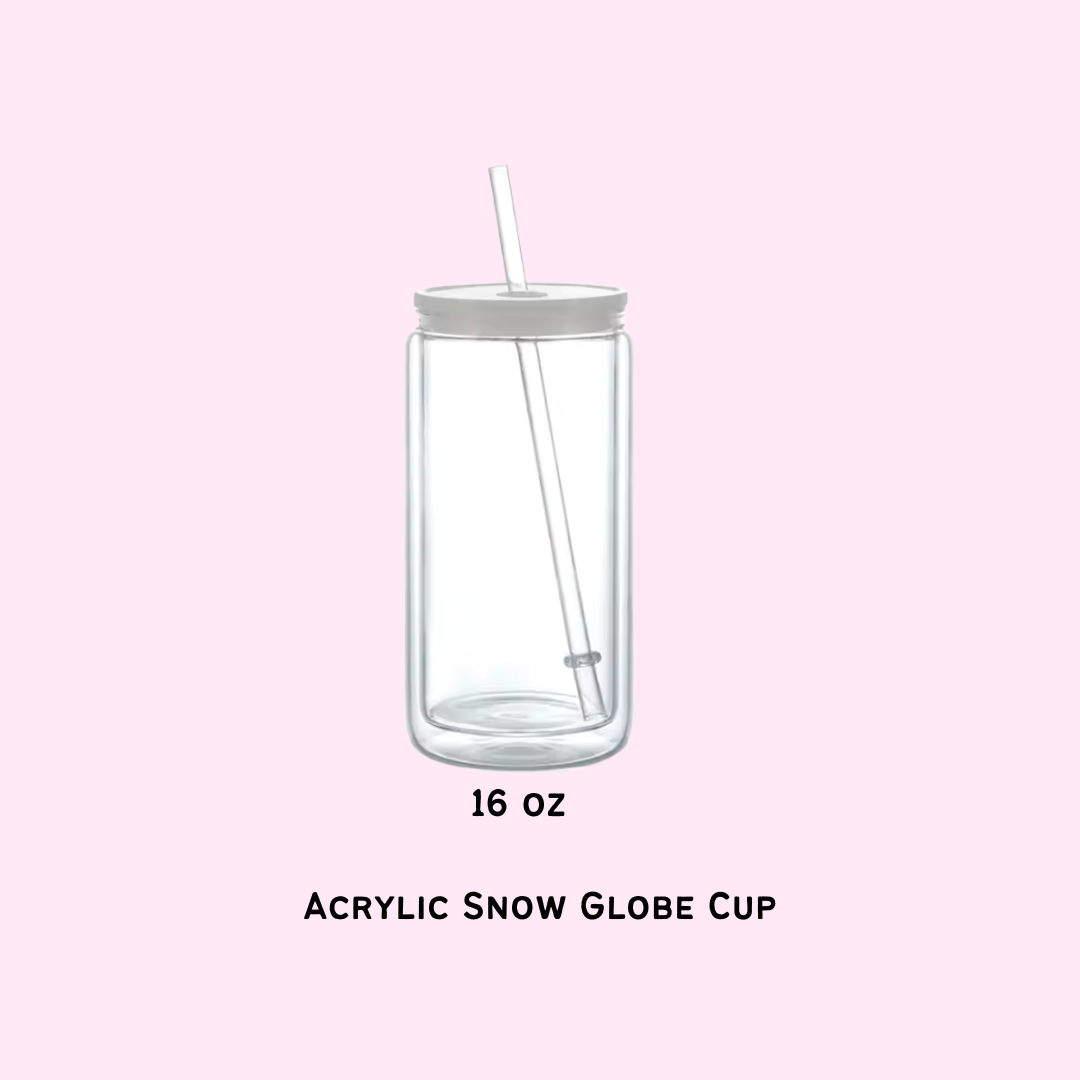 16 oz Acrylic Snow Globe Cup