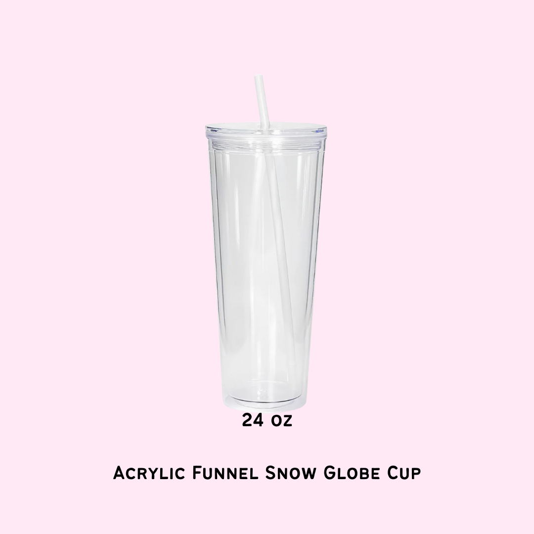 24 oz Acrylic Snow Globe Funnel Tumbler
