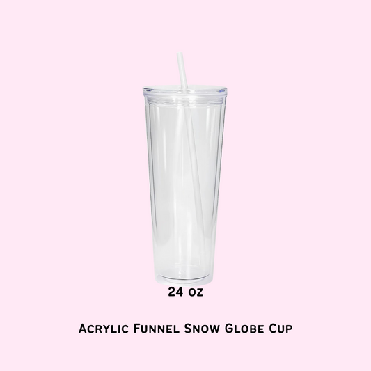 24 oz Acrylic Snow Globe Funnel Tumbler